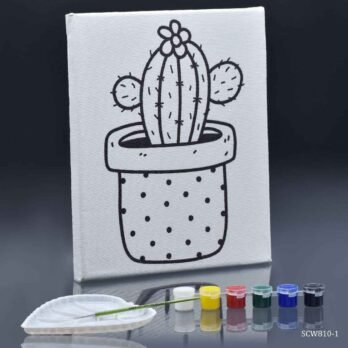 DIY Pre-Drawn Cactus Canvas Painting Kit | 8×10 Kids Art Set