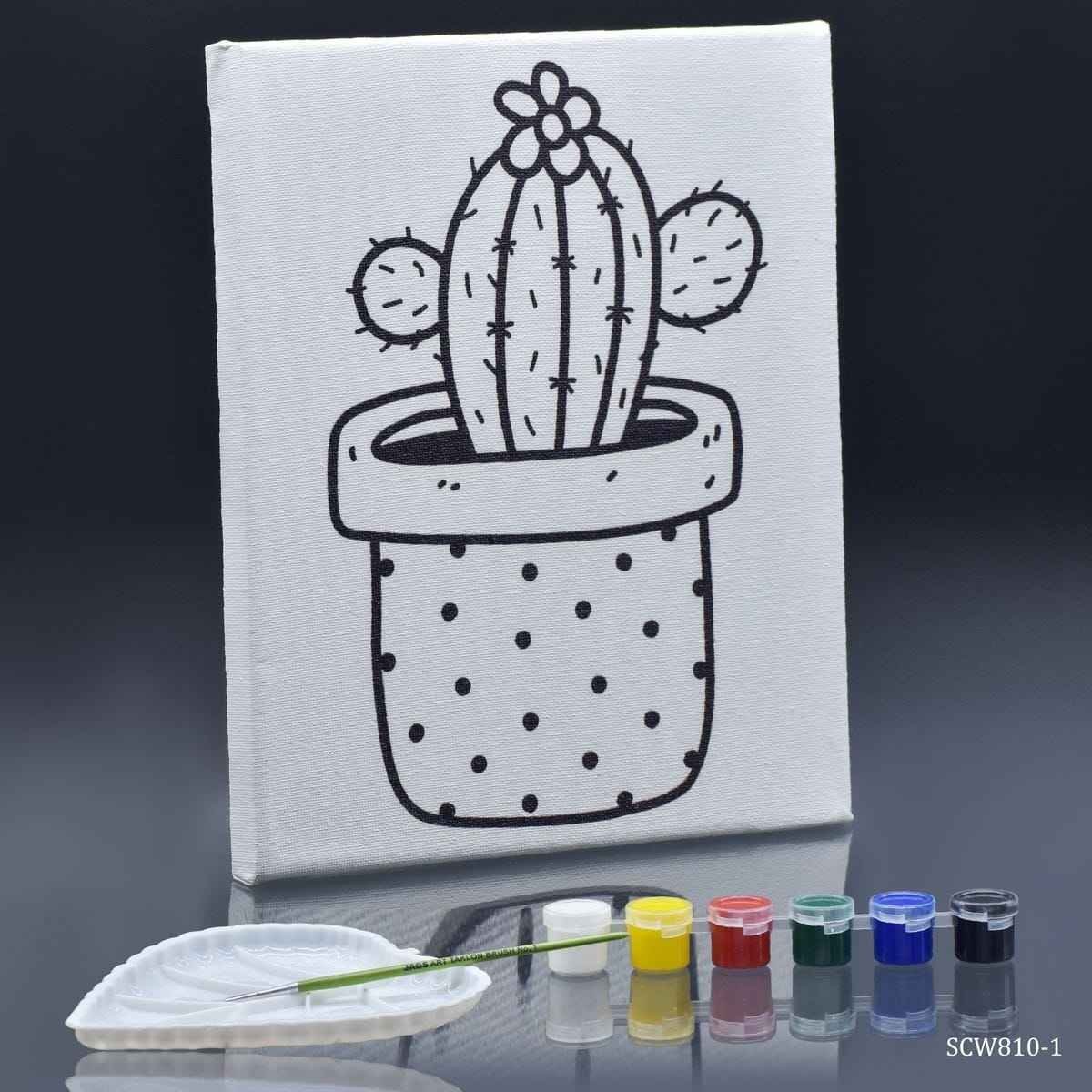 DIY – Pre drawn Stretched Canvas – Cactus