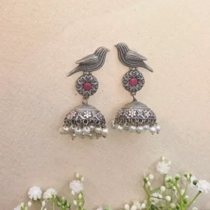 Pakhi – Bird Jhumka Earrings with Pearls