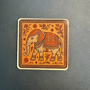 Royal Elephant Madhubani Wooden Coaster Set