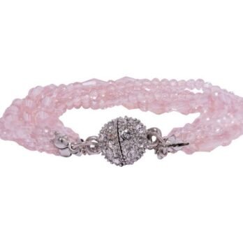 Blush Crystal Elegance Bracelet with Multi-Strand Pink Beads