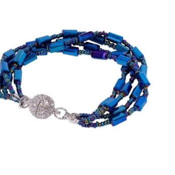 Ocean Mirage Beaded Bracelet with Multistrand Glass & Metallic Finish