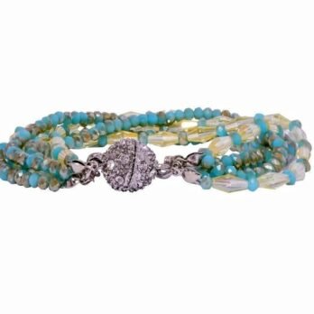 Twilight Lagoon Beads Bracelet with Turquoise & Gold Strands