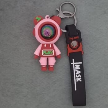 Pink Astronaut Keychain in Soft Silicone Finish