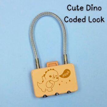 Peach Dino 3-Digit Combination Padlock