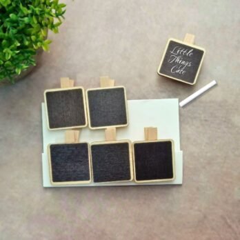 Mini Square Chalkboard Clips – 6 Pack | Wooden Blackboard Clips