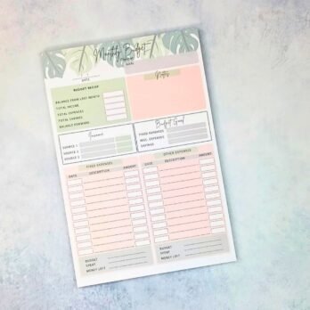 Monthly Budget Planner – Leaf Design & Tracker Pad