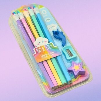 Pastel Pencil Stationery Set – 10 Cute Wooden Pencils