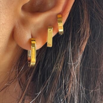 Dual Tone Metallic Trio – Earrings – Gold Silver Bali – Set of 3