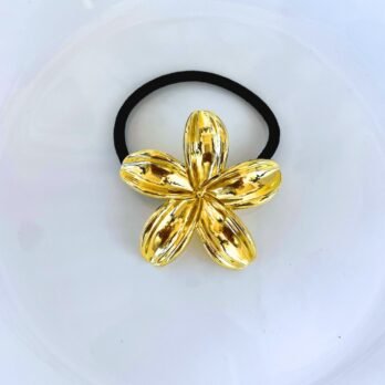 Golden Blossom – Floral Metal Tug Hair Ties