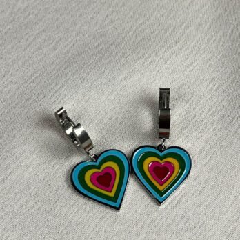 Aurora Silver Rainbow Heart Hoop Earrings