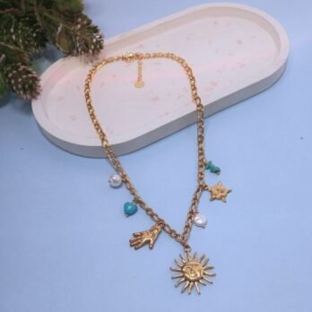 Solar Charm necklace (Sun + hand)