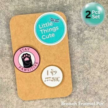 Stay Pawsitive & I Love Music Enamel Pins Set