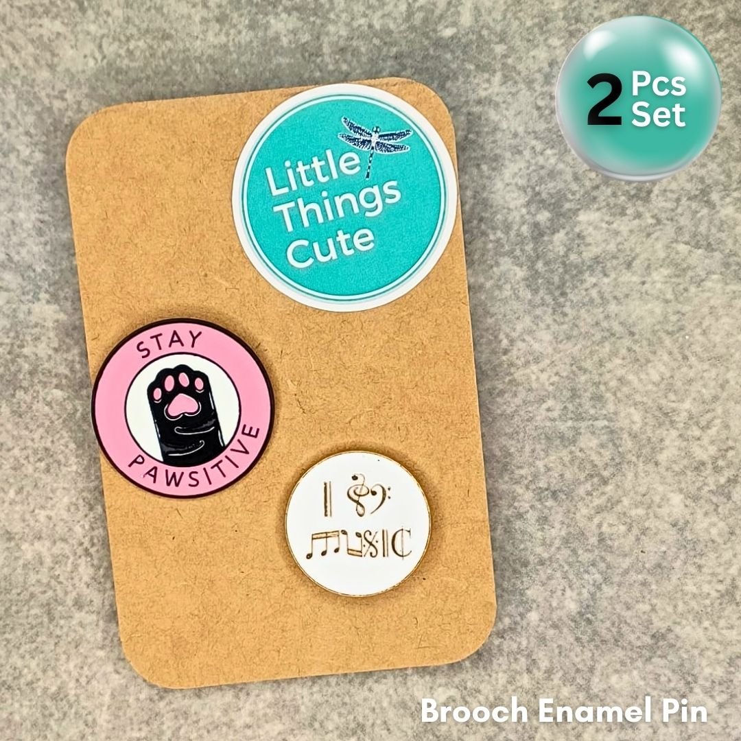 Stay Pawsitive + I love music enamel pins