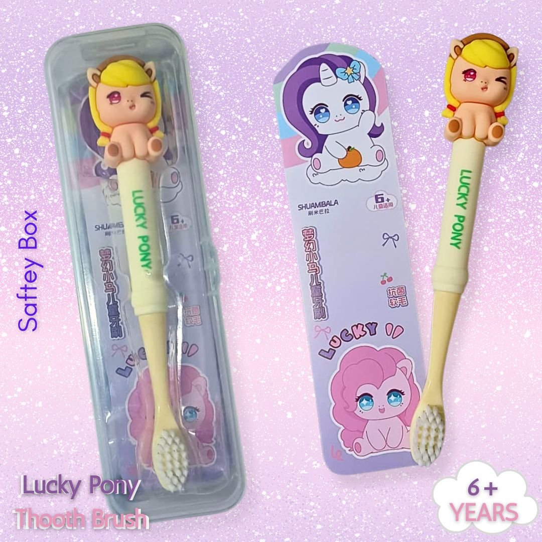 Lucky Pony Kids Toothbrush with Case – Yellow