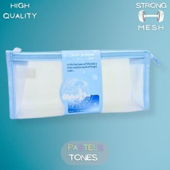 Sky Blue Mesh Pouch – Multipurpose Transparent Organizer Bag