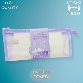 Lavender Mesh Pouch – Multipurpose Travel & Stationery Organiser