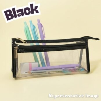 Black Transparent Pencil Pouch with Dual Zipper
