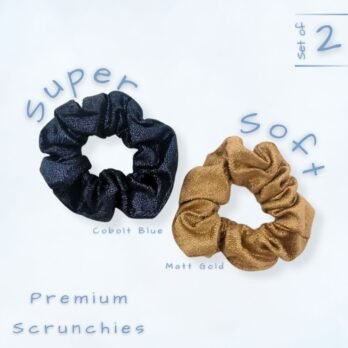 Premium Metallic Hair Scrunchies – Set of 2 (Soft & Stretchable)