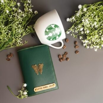 Personalized Green Passport Folder with Custom Name & Charm