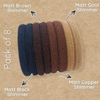 Shimmer Hair Ties Pack of 8 – Matt Finish Elastic Bands