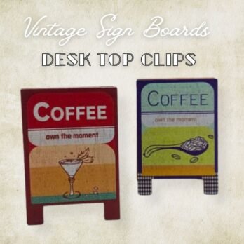 Coffee Themed Desktop Photo Clip & Card Holder Set – Set of 2