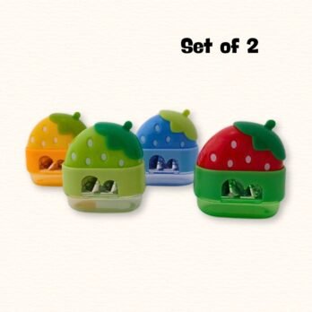 Fruit Shaped Dual Pencil Sharpener Set – Pack of 2 with Dust Box