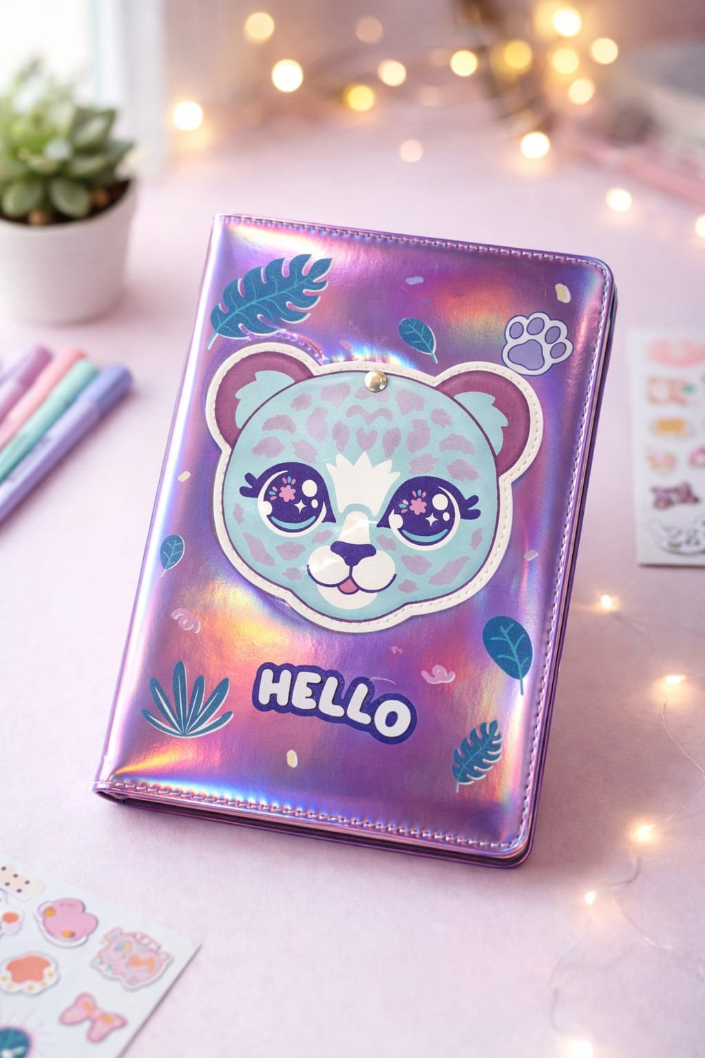 Holographic Cat diary with mirror
