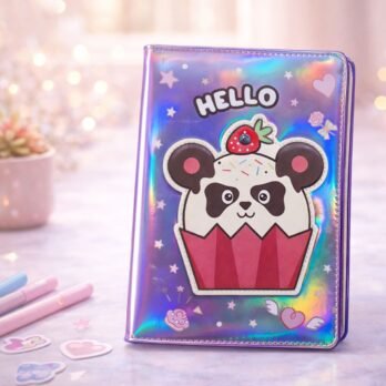 Kawaii Holographic Panda Notebook