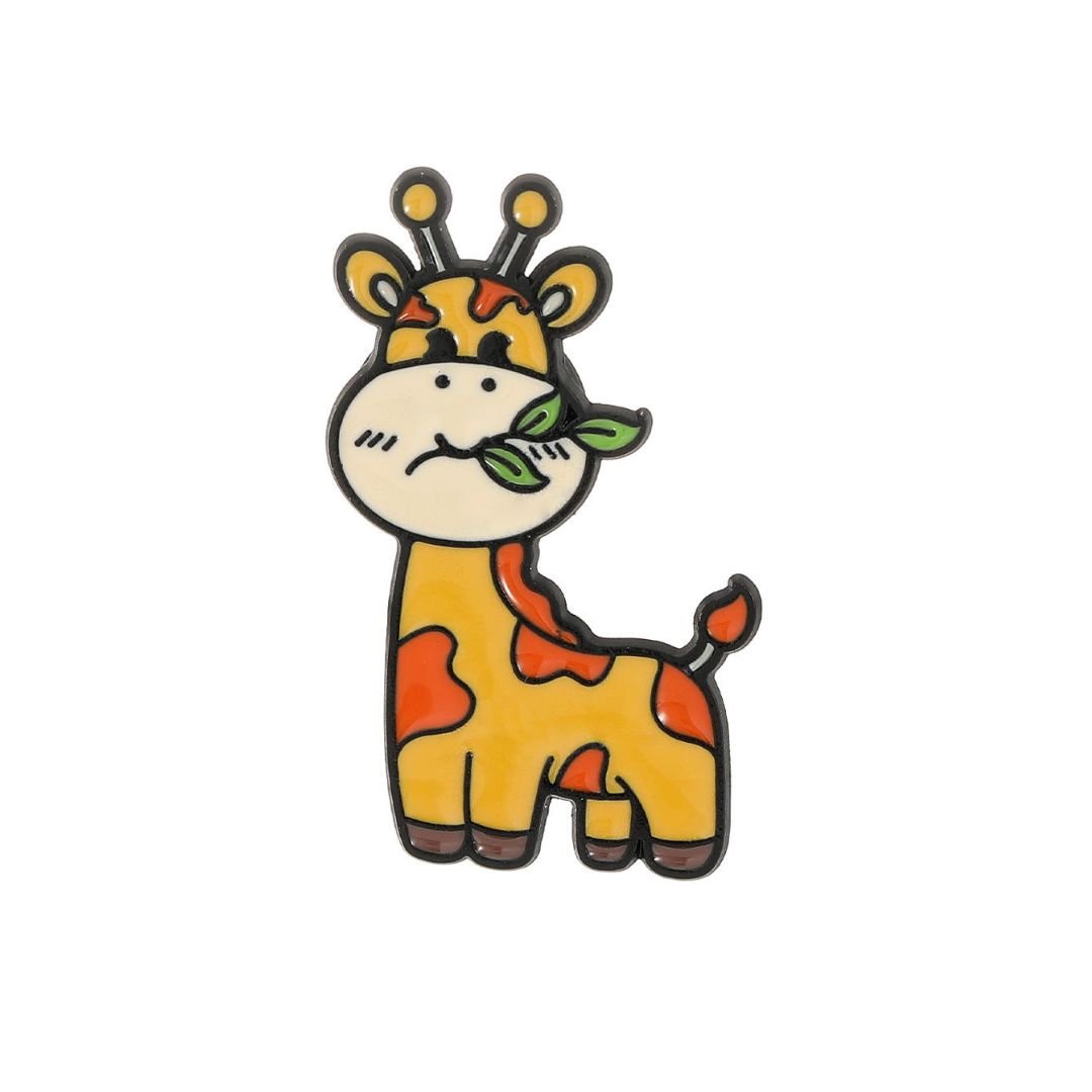 Cute giraffe enamel pin yellow orange animal badge