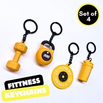 Fitness Keychain Set of 4 – Silicone Gym Keyrings (10 Colour Options)