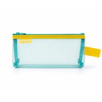 Transparent Mesh Pencil Pouch – Blue Aesthetic Zipper Stationery Bag for Students